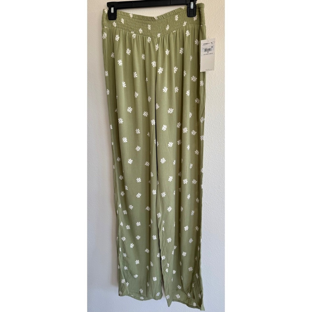 O'Neill Junior's Jonie Esme Long Pull On Pants Size XL Green Floral Summer Y2K